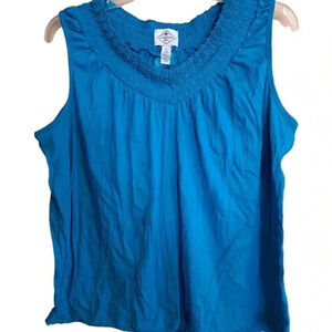 St Johns Bay turquoise  blue shell sleeveless top pullover shirt PL